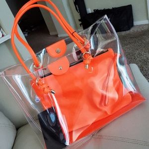 Clear Neon Orange Tote Festival Bag